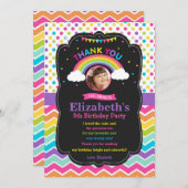 Rainbow Birthday Party Dank je wel foto Bedankkaart (Voorkant / Achterkant)