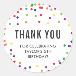 Rainbow Birthday Party Dank u wel! Ronde Sticker
