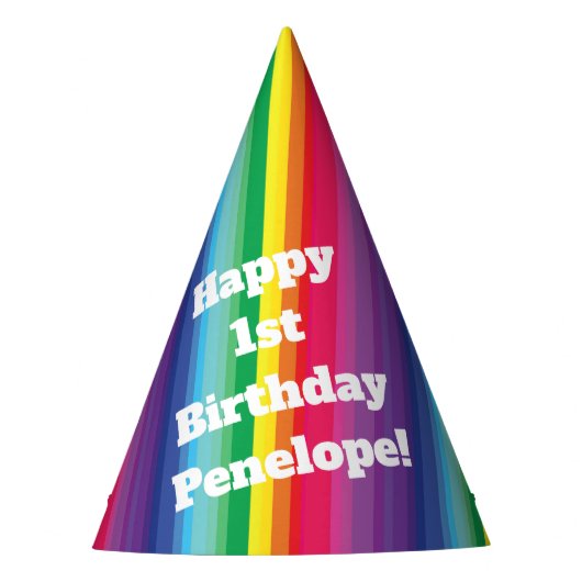 Rainbow Birthday Party Feesthoedjes (Voorkant)