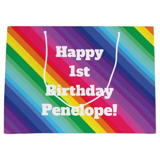 Rainbow Birthday Party Groot Cadeauzakje (Voorkant)