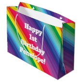 Rainbow Birthday Party Groot Cadeauzakje (Achterkant Gekanteld)