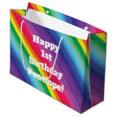 Rainbow Birthday Party Groot Cadeauzakje (Voorkant Gekanteld)