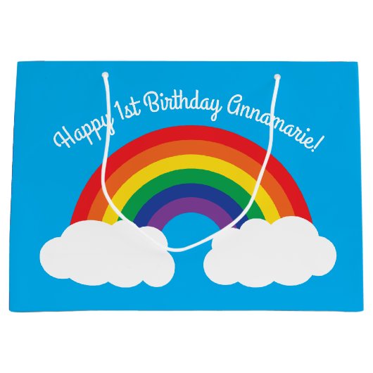 Rainbow Birthday Party Groot Cadeauzakje (Voorkant)