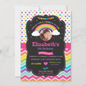 Rainbow Birthday Party Invitation Card Foto Kaart (Voorkant)