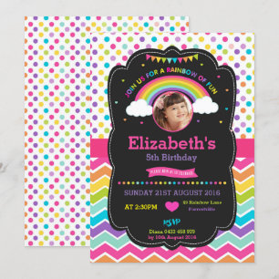 Rainbow Birthday Party Invitation Card Foto Kaart