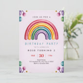 Rainbow Birthday Party Invitation – Colorful Kids  Kaart (Staand voorkant)