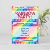 Rainbow Birthday Party Invitation Kaart (Staand voorkant)