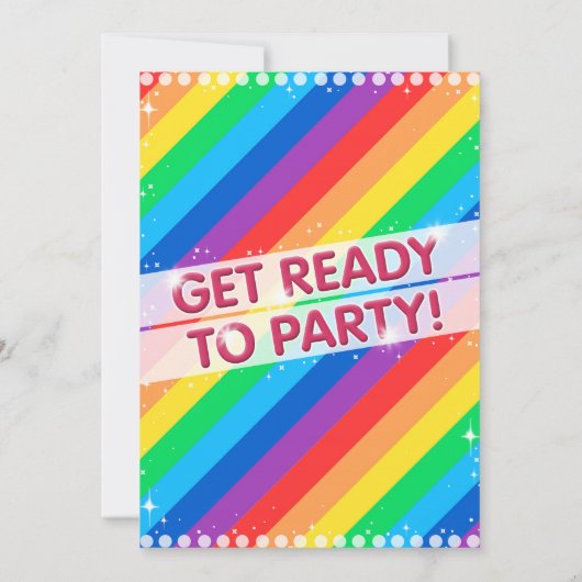 Rainbow Birthday Party Invitation  Kaart (Achterkant)