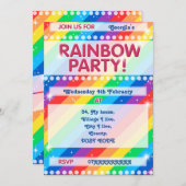 Rainbow Birthday Party Invitation Kaart (Voorkant / Achterkant)