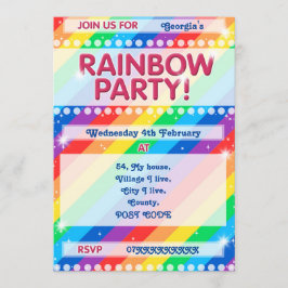 Rainbow Birthday Party Invitation  Kaart