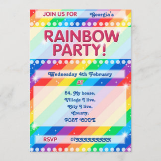 Rainbow Birthday Party Invitation Kaart