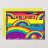 Rainbow Birthday Party Invitation Kaart (Voorkant / Achterkant)