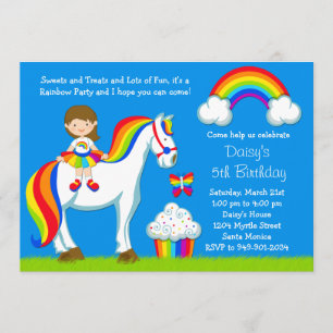 Rainbow Birthday Party Invitation Kaart