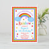 Rainbow Birthday Party Invitation Kaart (Staand voorkant)