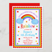 Rainbow Birthday Party Invitation Kaart (Voorkant / Achterkant)