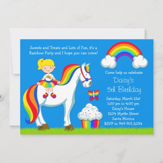 Rainbow Birthday Party Invitation Kaart (Voorkant)