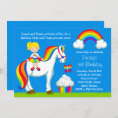 Rainbow Birthday Party Invitation Kaart (Voorkant / Achterkant)