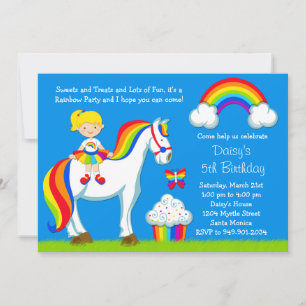 Rainbow Birthday Party Invitation Kaart