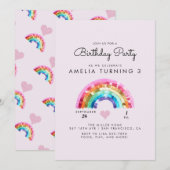 Rainbow Birthday Party Kaart (Voorkant / Achterkant)