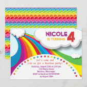 Rainbow Birthday Party Kaart (Voorkant / Achterkant)