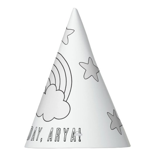 Rainbow Birthday Party - Kleur uw eigen Pet Feesthoedjes (Rechts)