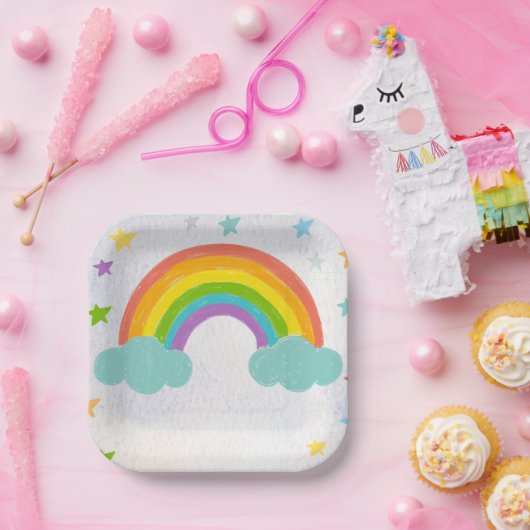 Rainbow Birthday Party Papieren Bordje (Feest)