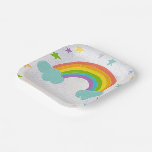 Rainbow Birthday Party Papieren Bordje (Gebogen)