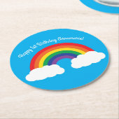 Rainbow Birthday Party Ronde Kartonnen Onderzetter (Gebogen)
