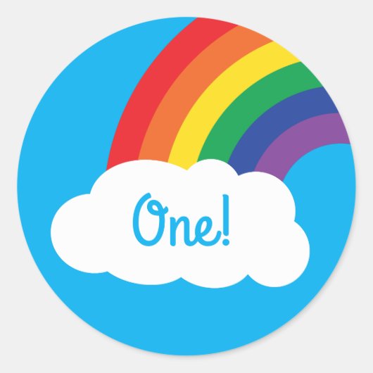 Rainbow Birthday Party Ronde Sticker (Voorkant)