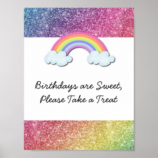 Rainbow Birthday Party Sign Poster (Voorkant)