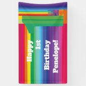 Rainbow Birthday Party Spandoek (Verticaal)