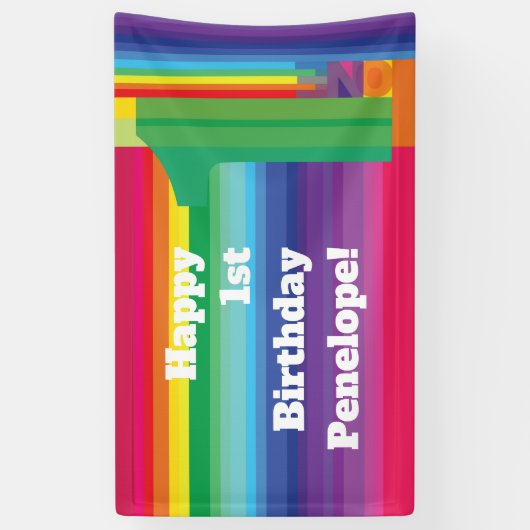Rainbow Birthday Party Spandoek (Verticaal)