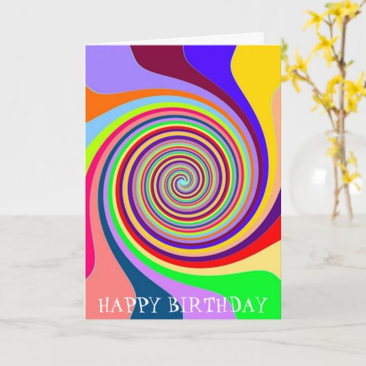 Rainbow Birthday psychedelische pop kunst snoep we Kaart (Gele Bloem)