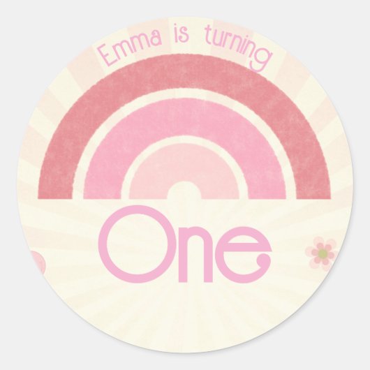 Rainbow Birthday Ronde Sticker (Voorkant)