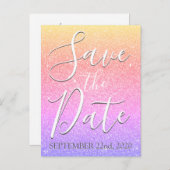 Rainbow Birthday Sparkle Glitter Bewaar de datum Aankondigingskaart (Voorkant / Achterkant)