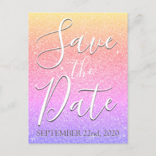 Rainbow Birthday Sparkle Glitter Save the Date Aankondigingskaart