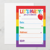 Rainbow Birthday Theme Party Uitnodiging Kaarten (Voorkant / Achterkant)