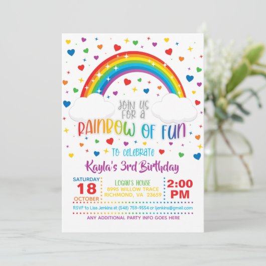 Rainbow Birthday Uitnodiging (Staand voorkant)