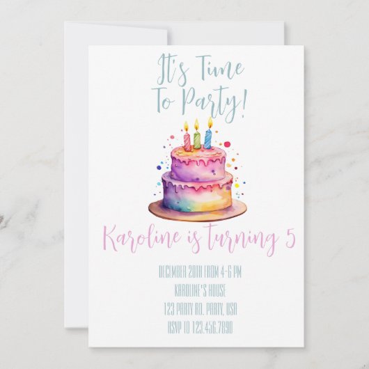 Rainbow Birthday Uitnodiging (Voorkant)