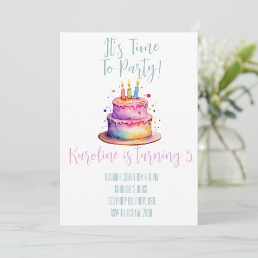 Rainbow Birthday Uitnodiging (Staand voorkant)