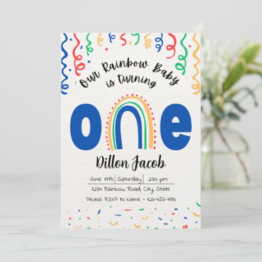 Rainbow Birthday Uitnodiging (Staand voorkant)