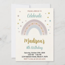 Rainbow Birthday Uitnodiging