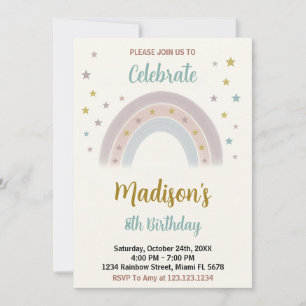 Rainbow Birthday Uitnodiging