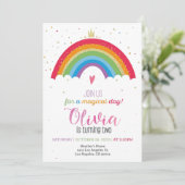 Rainbow Birthday Uitnodiging (Staand voorkant)