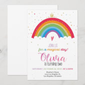 Rainbow Birthday Uitnodiging (Voorkant / Achterkant)