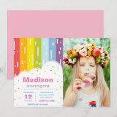 Rainbow Birthday Uitnodiging (Voorkant / Achterkant)