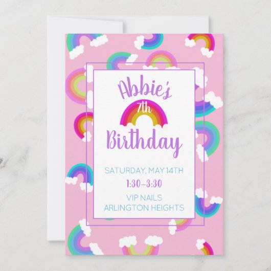 Rainbow Birthday Uitnodiging (Voorkant)