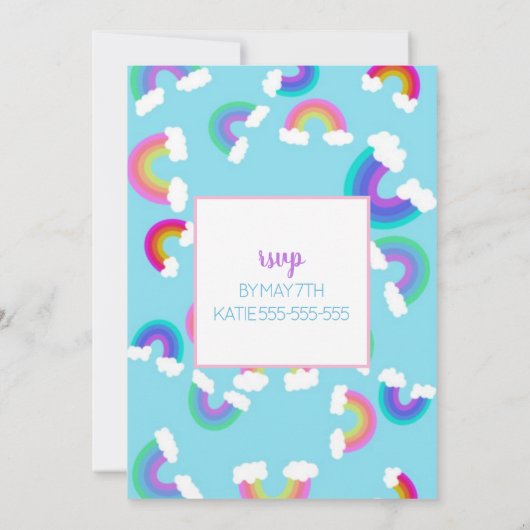 Rainbow Birthday Uitnodiging (Achterkant)