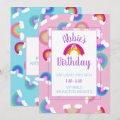 Rainbow Birthday Uitnodiging (Voorkant / Achterkant)