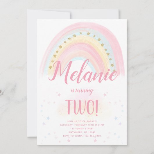 Rainbow Birthday Uitnodiging (Voorkant)